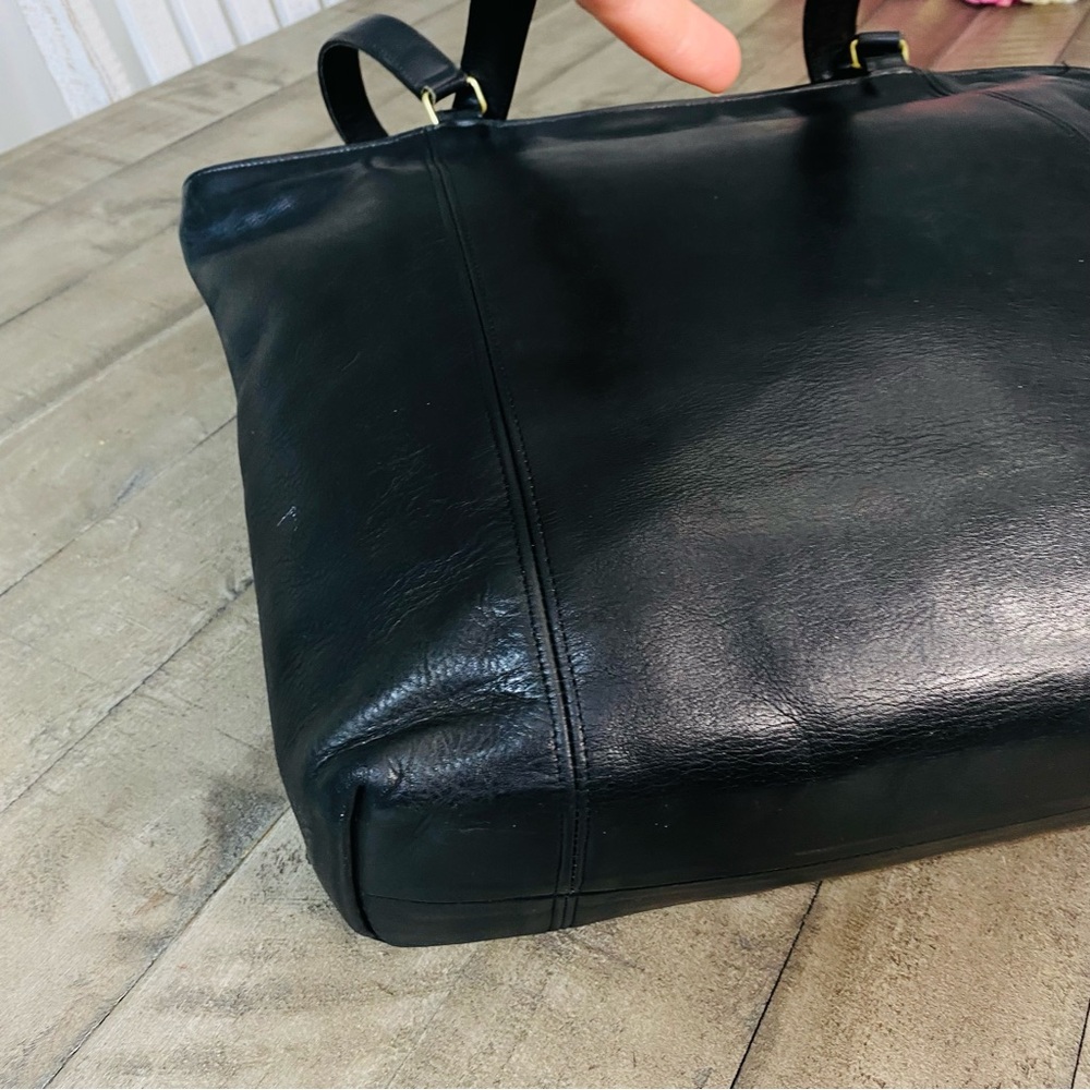 Coach 4065 Vintage 80s Black Glove Tanned Leather Lightweight Tote Laptop Bag - Picture 12 of 15